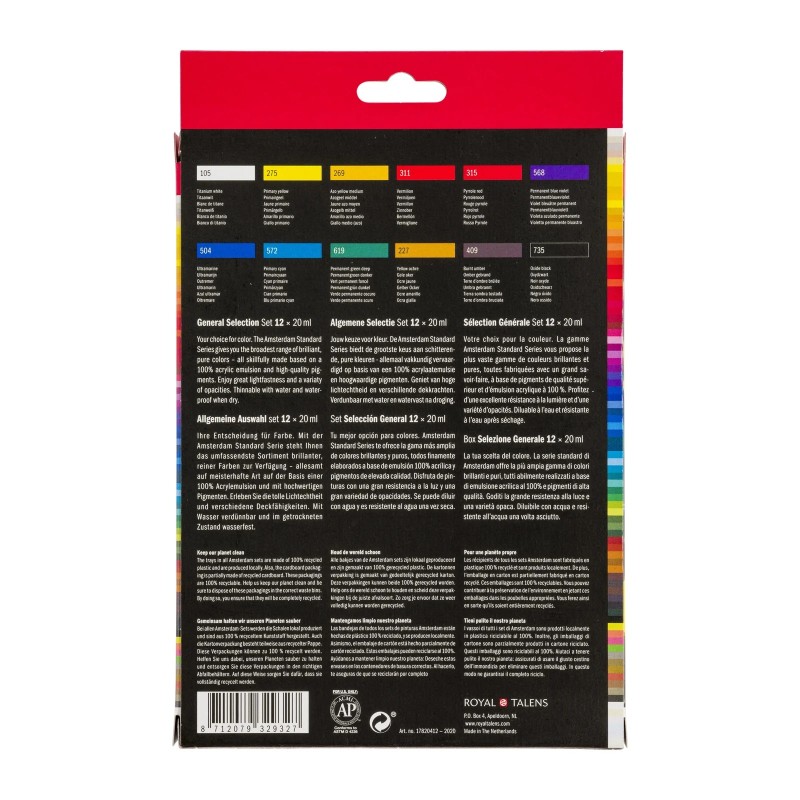 Amsterdam : Standart Akrilik Boya Seti : General Selection : 12 Renk x 20 ml