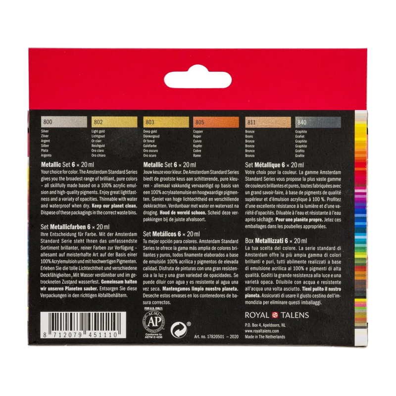 Amsterdam : Standart Akrilik Boya Seti : Metallic Set : 6 Renk x 20 ml