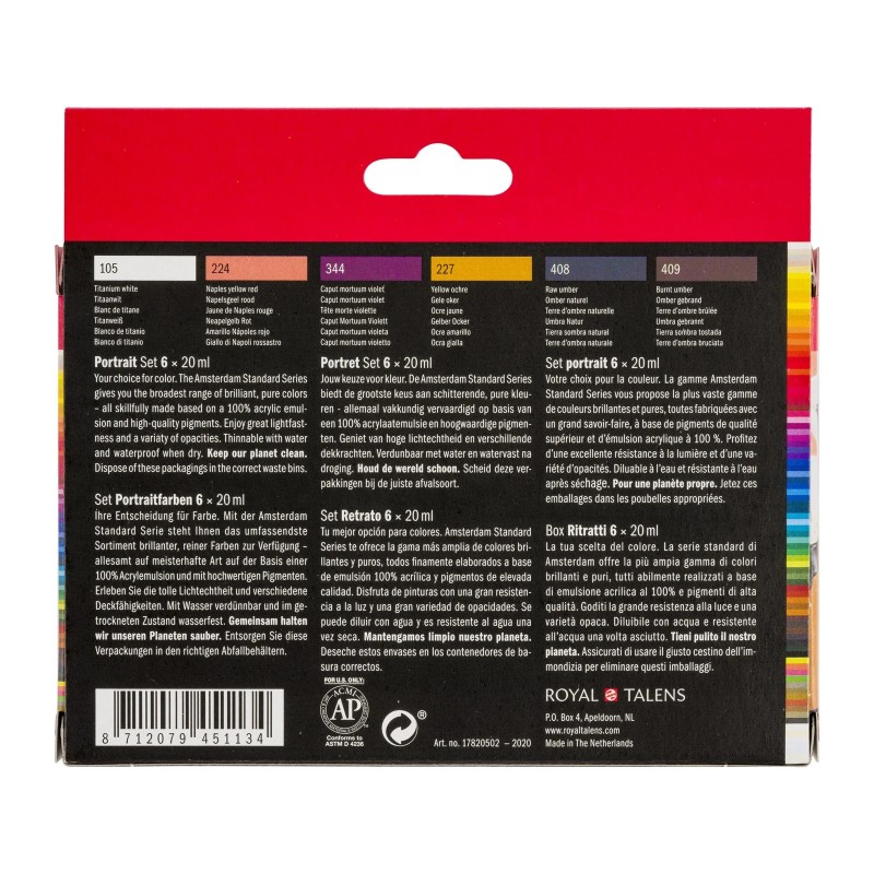 Amsterdam : Standart Akrilik Boya Seti : Portrait Set : 6 Renk x 20 ml