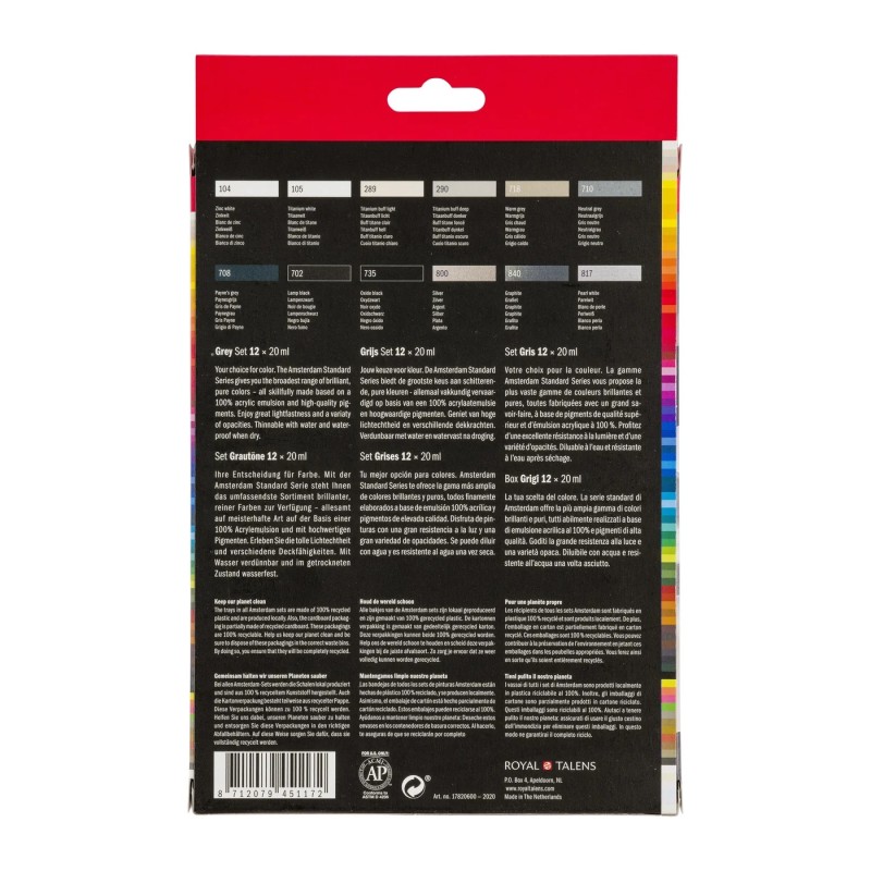 Amsterdam : Standart Akrilik Boya Seti : Grey Set : 12 Renk x 20 ml