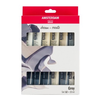 Amsterdam : Standart Akrilik Boya Seti : Grey Set : 12 Renk x 20 ml
