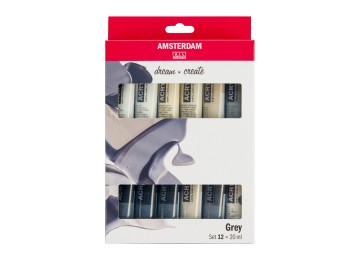 Amsterdam : Standart Akrilik Boya Seti : Grey Set : 12 Renk x 20 ml