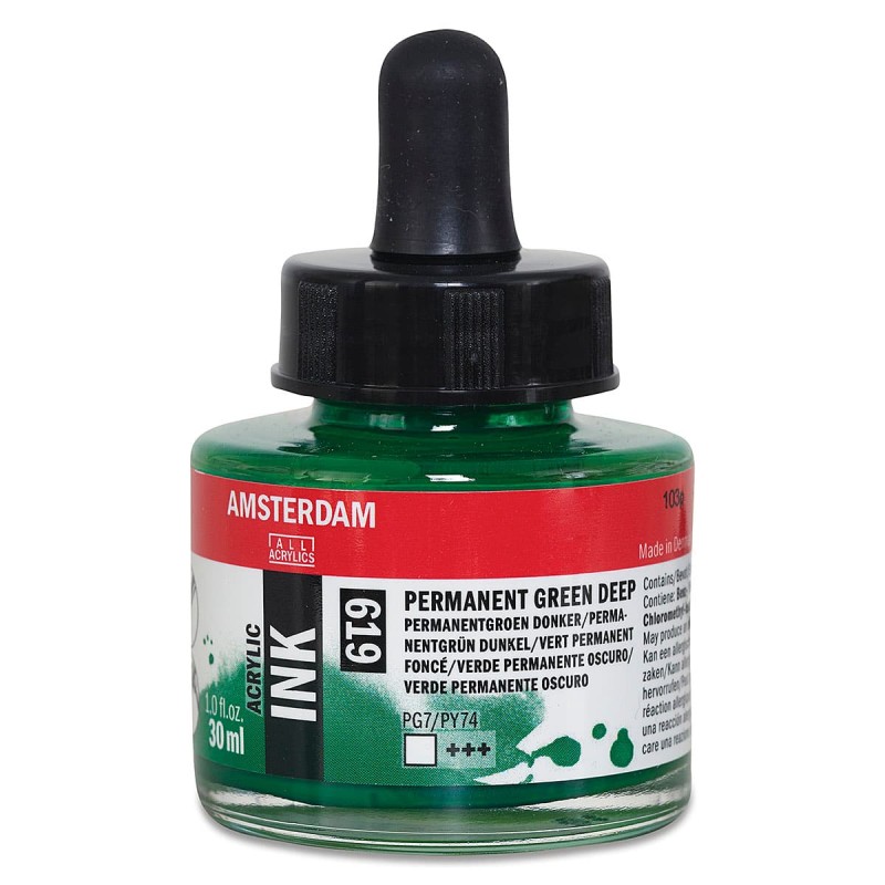 Amsterdam : Akrilik Mürekkep : 30 ml : Permanent Green Deep