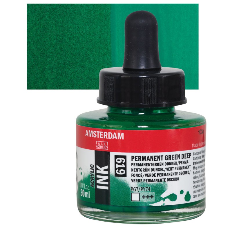 Amsterdam : Akrilik Mürekkep : 30 ml : Permanent Green Deep