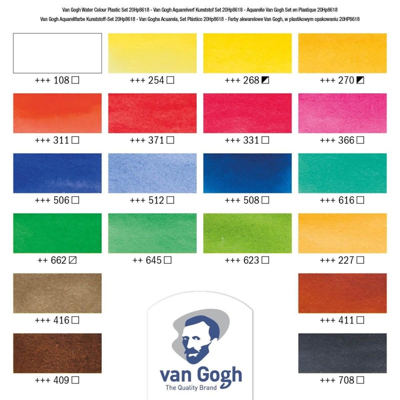 Van Gogh : Yarım Tablet Sulu Boya Seti : 18 Renk