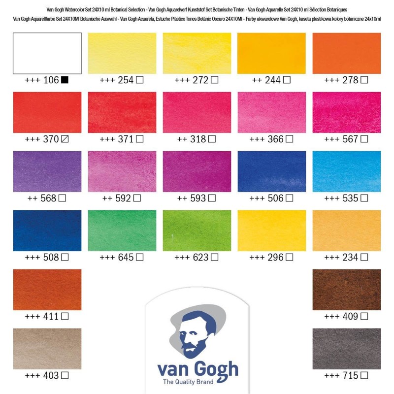 Van Gogh : Yarım Tablet Sulu Boya Seti : Botanical Selection : 24 Renk 
