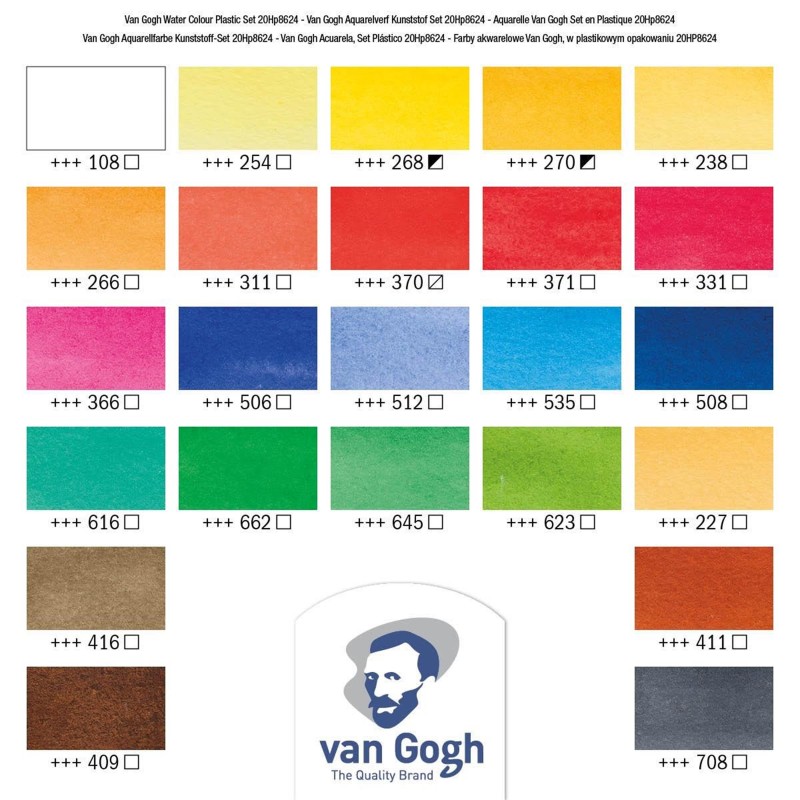 Van Gogh : Yarım Tablet Sulu Boya Seti : 24 Renk 