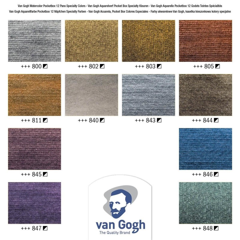 Van Gogh : Yarım Tablet Sulu Boya Seti : Specialty Colours : 12 Renk