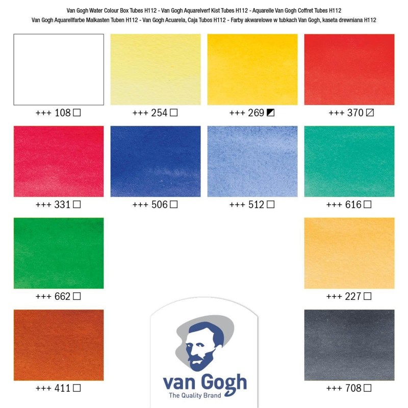 Van Gogh : Tüp Sulu Boya Seti : 12 Renk x10 ml : Ahşap Kutu (Aksesuar)