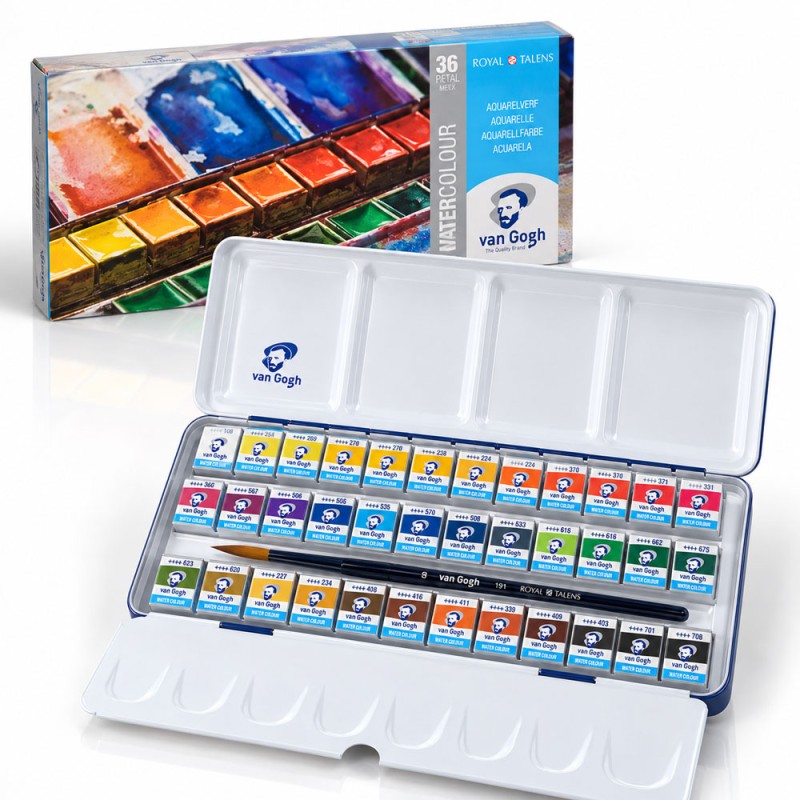Van Gogh : Yarım Tablet Sulu Boya Seti : 36 Renk (Metal Kutu)