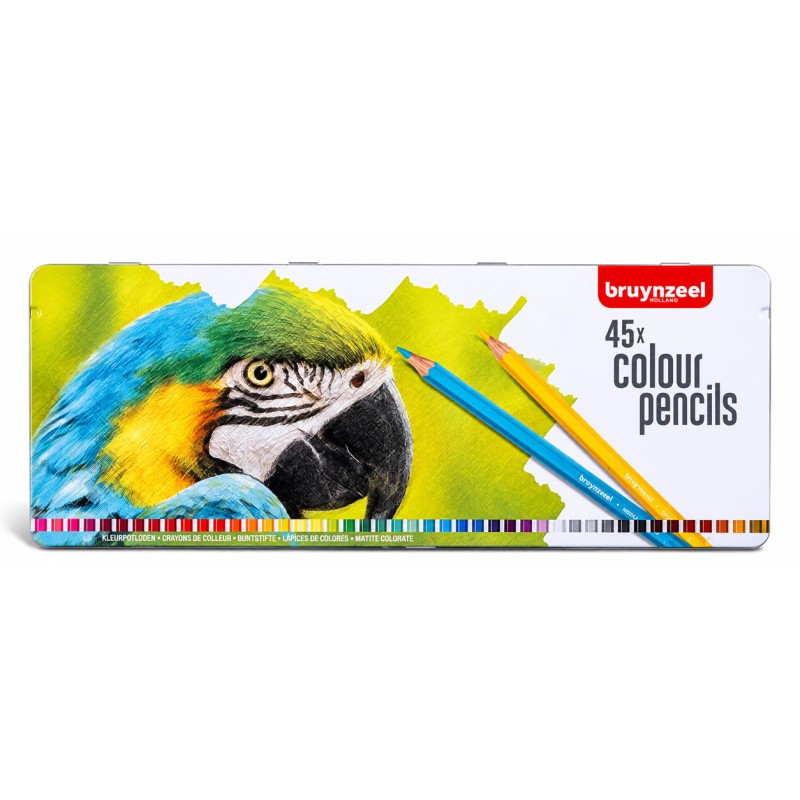 Bruynzeel : Kuru Boya Kalem Seti : 45 Renk : Parrot (Metal Kutu)