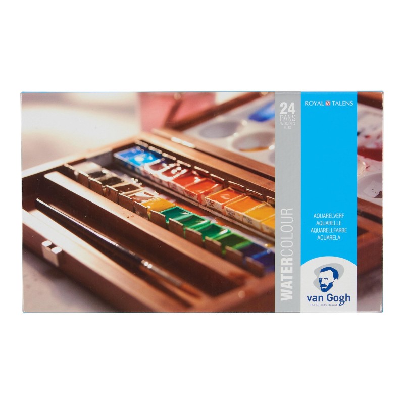 Van Gogh : Yarım Tablet Sulu Boya Seti : 24 Renk (Ahşap Kutu)