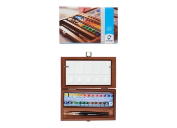 Van Gogh : Yarım Tablet Sulu Boya Seti : 24 Renk (Ahşap Kutu)