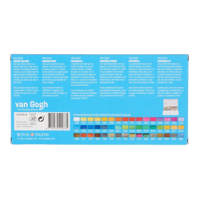Van Gogh : Yarım Tablet Sulu Boya Seti : 48 Renk (Metal Kutu)