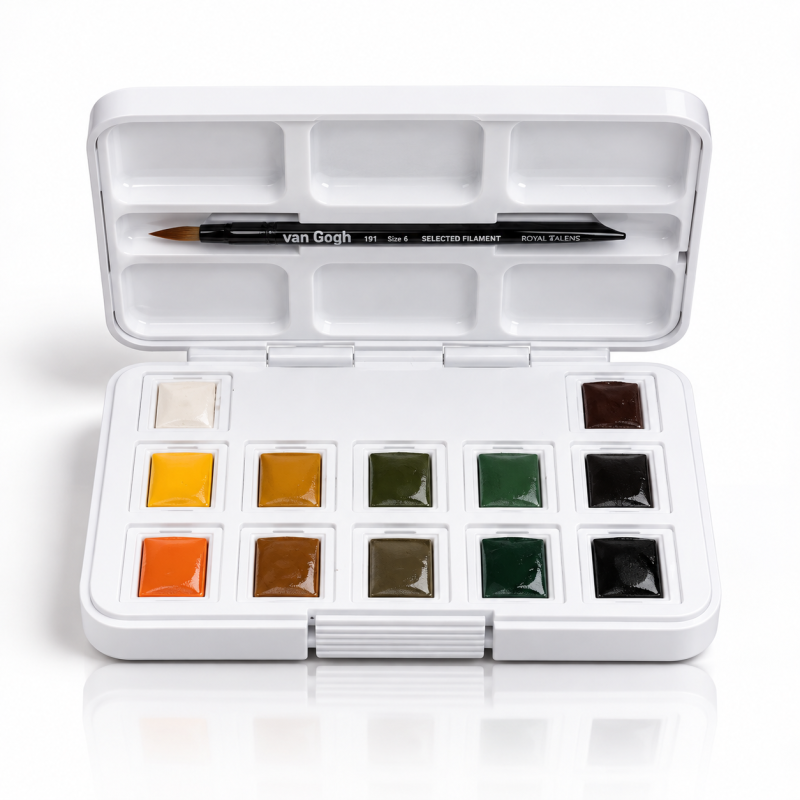 Van Gogh : Yarım Tablet Sulu Boya Seti : Shades of Nature : 12 Renk