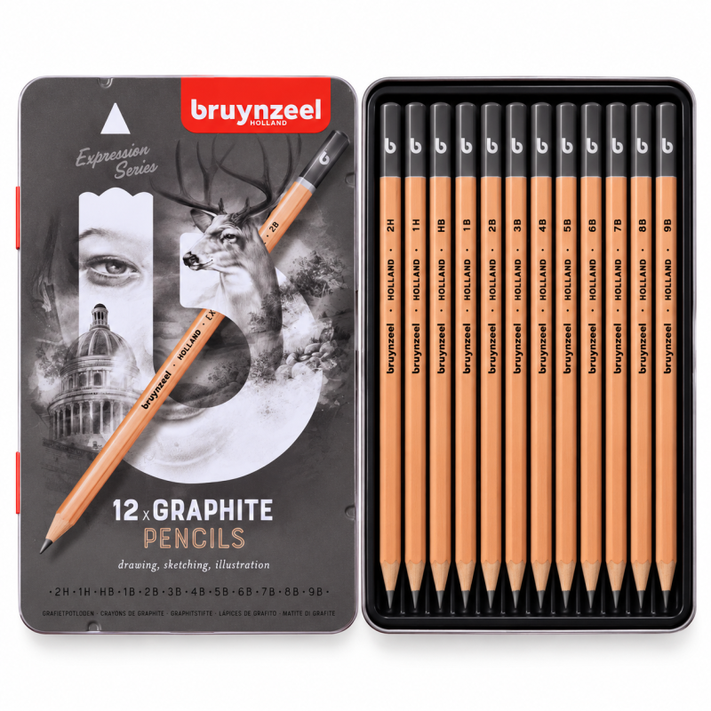 Bruynzeel : Expression : Grafit Kalem Seti : 12 Parça (Metal Kutu)