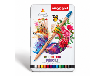 Bruynzeel : Expression : Kuru Boya Kalem Seti : 12 Renk (Metal Kutu)