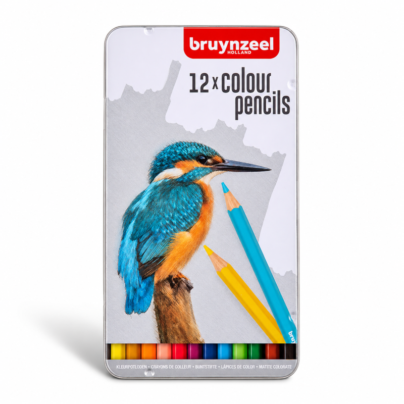 Bruynzeel : Kuru Boya Kalem Seti : 12 Renk : Kingfisher (Metal Kutu)