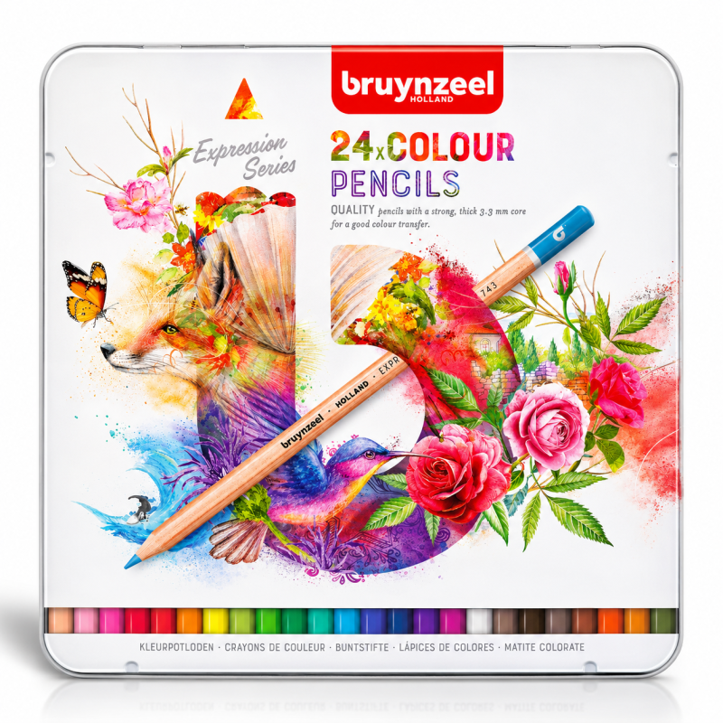 Bruynzeel : Expression : Kuru Boya Kalem Seti : 24 Renk (Metal Kutu)