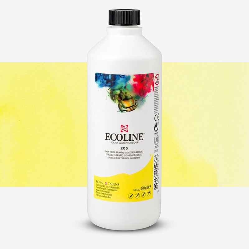 Talens : Ecoline : Sıvı Sulu Boya : 490 ml : Lemon Yellow (Primary)