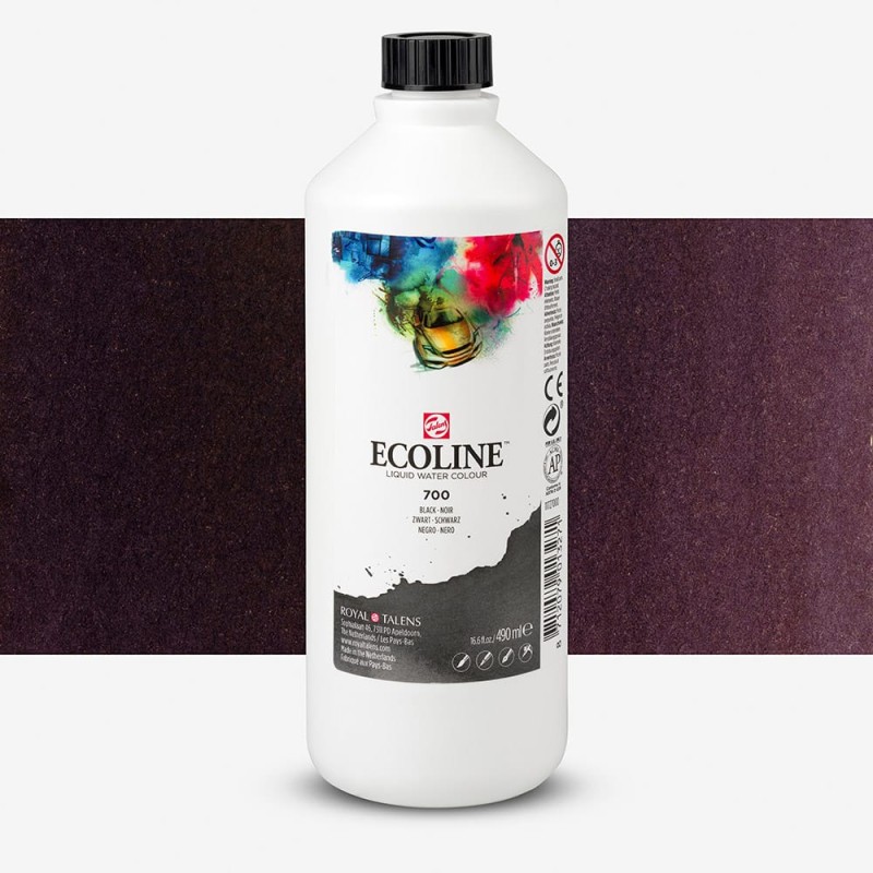 Talens : Ecoline : Sıvı Sulu Boya : 490 ml : Black