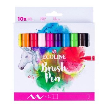 Talens : Ecoline : Fırça Uçlu Kalem Seti : 10 Renk : Bright