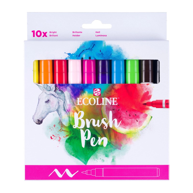Talens : Ecoline : Fırça Uçlu Kalem Seti : 10 Renk : Bright