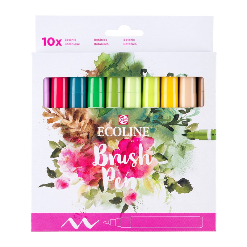 Talens : Ecoline : Fırça Uçlu Kalem Seti : 10 Renk : Botanic