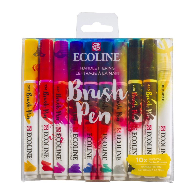 Talens : Ecoline : Fırça Uçlu Kalem Seti : 10 Renk : Hand Lettering 