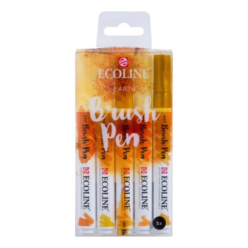 Talens : Ecoline : Fırça Uçlu Kalem Seti : 5 Renk : Earth