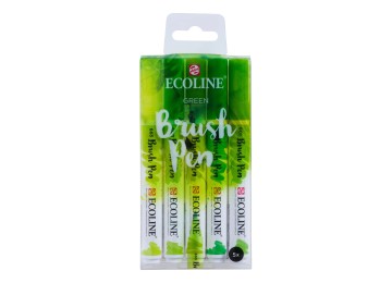 Talens : Ecoline : Fırça Uçlu Kalem Seti : 5 Renk : Green