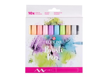 Talens : Ecoline : Fırça Uçlu Kalem Seti : 10 Renk : Pastel