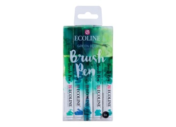 Talens : Ecoline : Fırça Uçlu Kalem Seti : 5 Renk : Green Blue