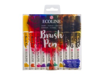 Talens : Ecoline : Fırça Uçlu Kalem Seti : 10 Renk : Dark