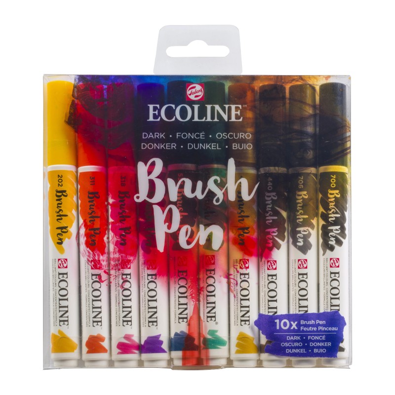 Talens : Ecoline : Fırça Uçlu Kalem Seti : 10 Renk : Dark
