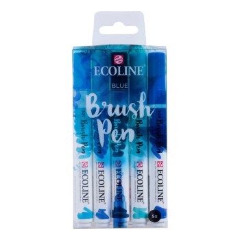 Talens : Ecoline : Fırça Uçlu Kalem Seti : 5 Renk : Blue
