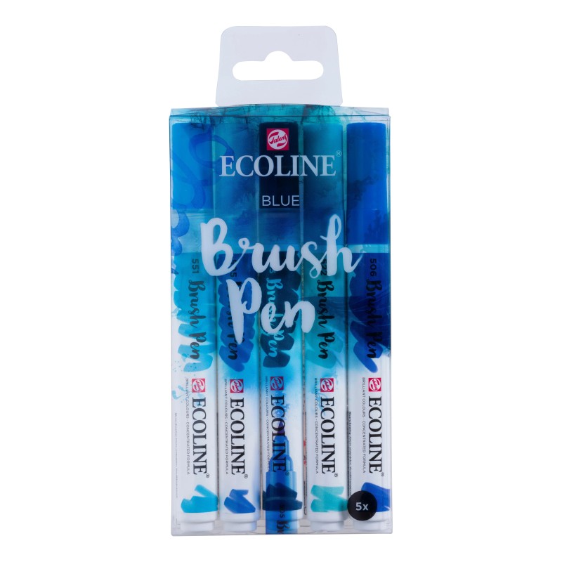 Talens : Ecoline : Fırça Uçlu Kalem Seti : 5 Renk : Blue