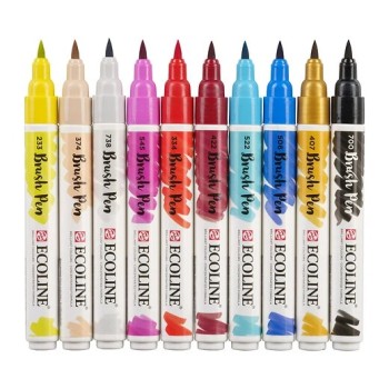 Talens : Ecoline : Fırça Uçlu Kalem Seti : 10 Renk : Fashion