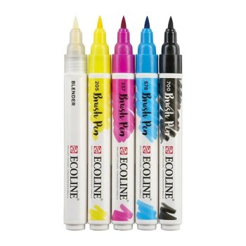 Talens : Ecoline : Fırça Uçlu Kalem Seti : 5 Renk : Primary