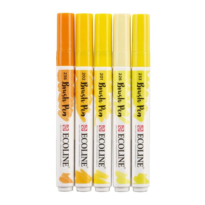 Talens : Ecoline : Fırça Uçlu Kalem Seti : 5 Renk : Yellow