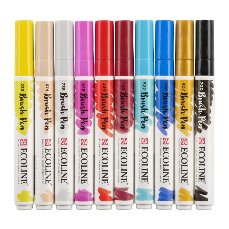 Talens : Ecoline : Fırça Uçlu Kalem Seti : 10 Renk : Fashion