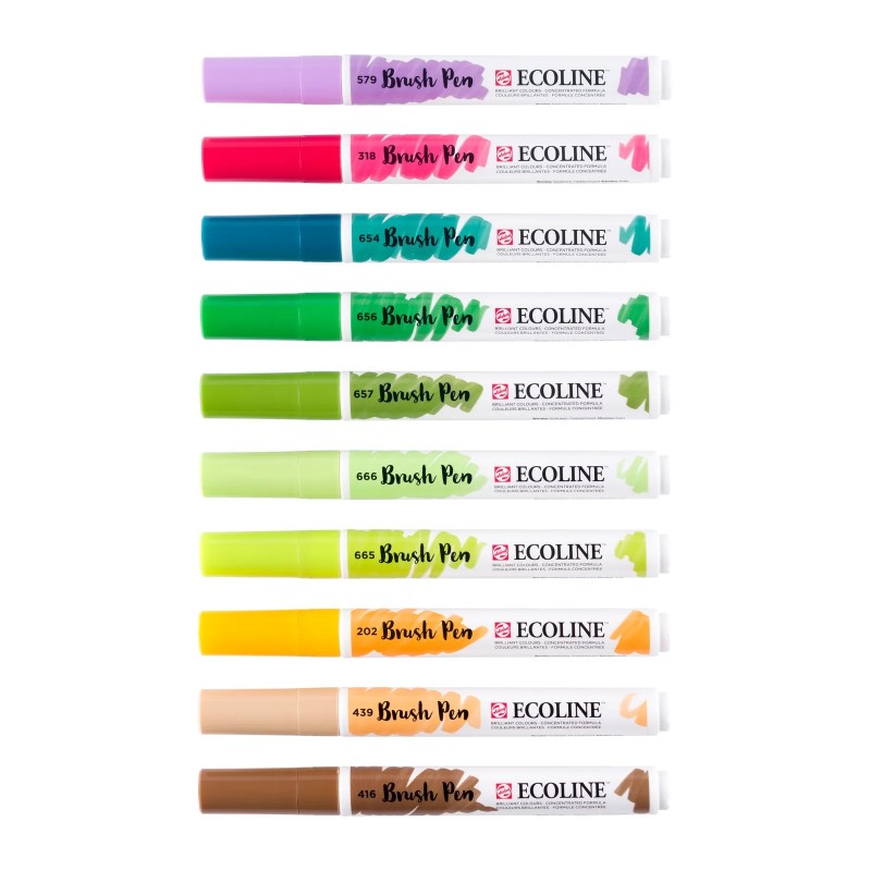 Talens : Ecoline : Fırça Uçlu Kalem Seti : 10 Renk : Botanic