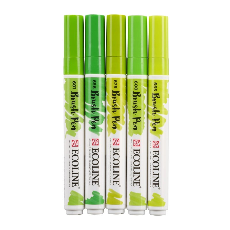 Talens : Ecoline : Fırça Uçlu Kalem Seti : 5 Renk : Green