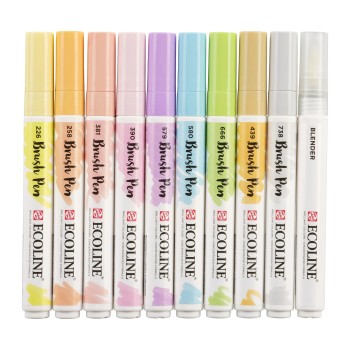 Talens : Ecoline : Fırça Uçlu Kalem Seti : 10 Renk : Pastel