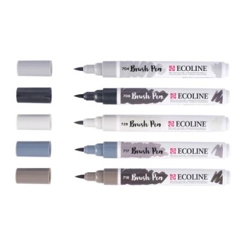 Talens : Ecoline : Fırça Uçlu Kalem Seti : 5 Renk : Shadow