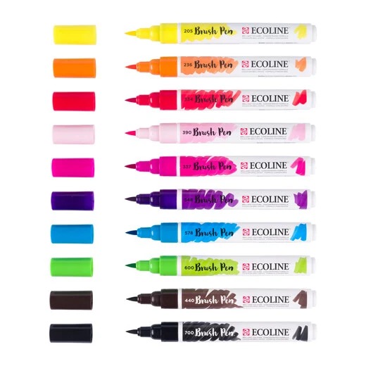 Talens : Ecoline : Fırça Uçlu Kalem Seti : 10 Renk : Bright