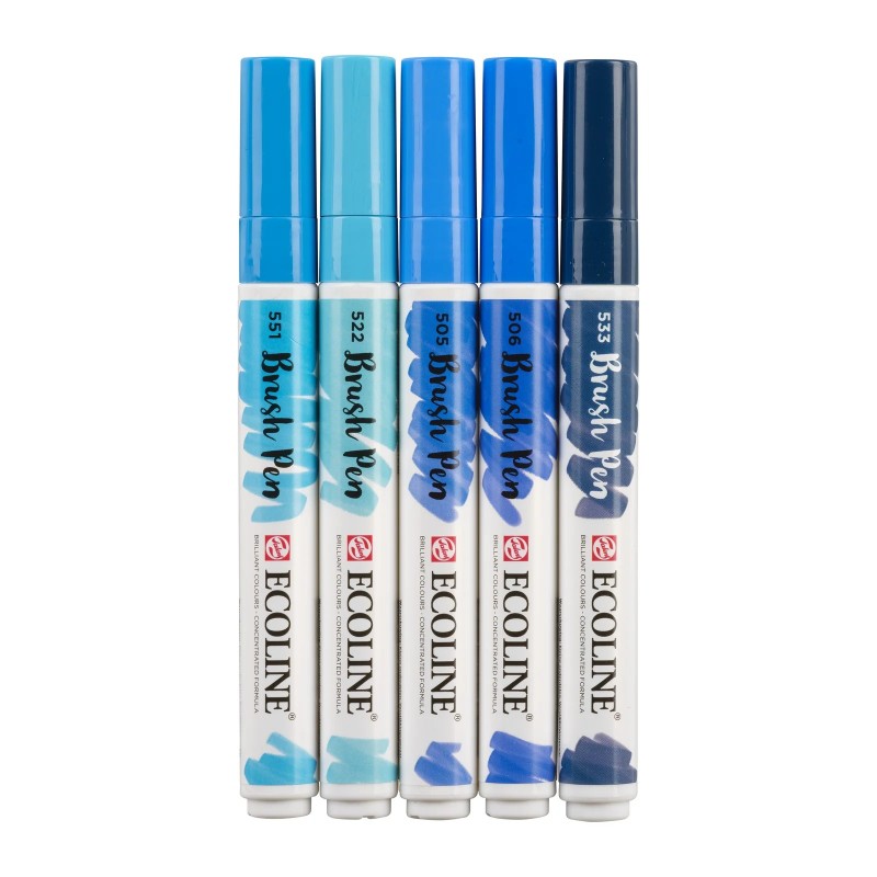 Talens : Ecoline : Fırça Uçlu Kalem Seti : 5 Renk : Blue