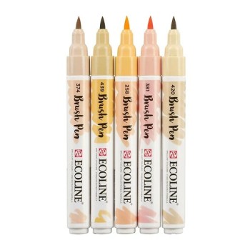 Talens : Ecoline : Fırça Uçlu Kalem Seti : 5 Renk : Beige Pink