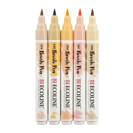 Talens : Ecoline : Fırça Uçlu Kalem Seti : 5 Renk : Beige Pink