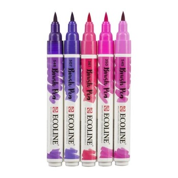 Talens : Ecoline : Fırça Uçlu Kalem Seti : 5 Renk : Violet